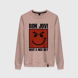 Свитшот хлопковый женский Bon Jovi: Have a nice day, цвет: пыльно-розовый