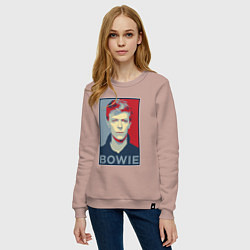 Свитшот хлопковый женский Bowie Poster, цвет: пыльно-розовый — фото 2