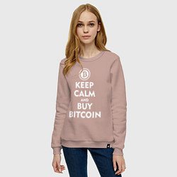 Свитшот хлопковый женский Keep Calm & Buy Bitcoin, цвет: пыльно-розовый — фото 2