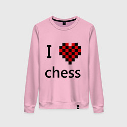 Свитшот хлопковый женский I love chess, цвет: светло-розовый