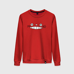 Свитшот хлопковый женский Totoro face, цвет: красный