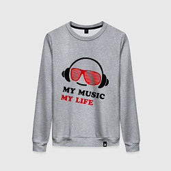 Свитшот хлопковый женский My music my life, цвет: меланж