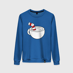 Свитшот хлопковый женский Red Cuphead, цвет: синий