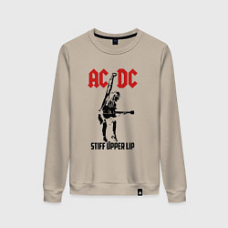 Свитшот хлопковый женский AC/DC: Stiff Upper Lip, цвет: миндальный