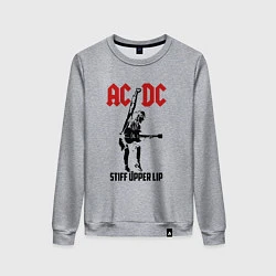 Свитшот хлопковый женский AC/DC: Stiff Upper Lip, цвет: меланж