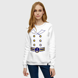 Свитшот хлопковый женский Сюртук моряка, цвет: белый — фото 2