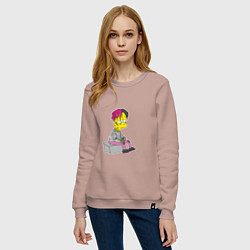 Свитшот хлопковый женский Bart: Lil Peep, цвет: пыльно-розовый — фото 2
