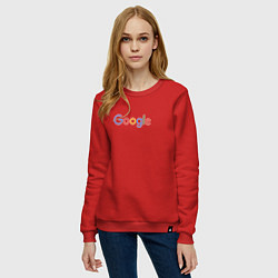 Свитшот хлопковый женский Google, цвет: красный — фото 2