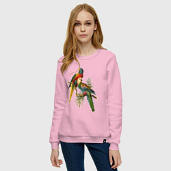 Свитшот хлопковый женский Тропические попугаи, цвет: светло-розовый — фото 2