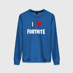 Свитшот хлопковый женский I love Fortnite, цвет: синий