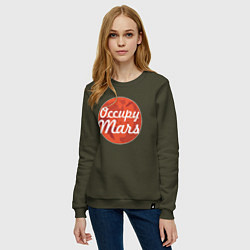 Свитшот хлопковый женский Elon Musk: Occupy Mars, цвет: хаки — фото 2