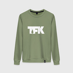 Свитшот хлопковый женский TFK: White Logo, цвет: авокадо