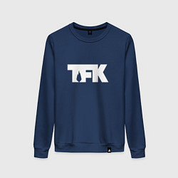 Свитшот хлопковый женский TFK: White Logo, цвет: тёмно-синий