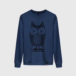 Свитшот хлопковый женский Owl grafic, цвет: тёмно-синий