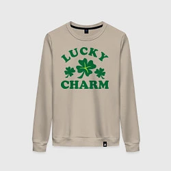 Свитшот хлопковый женский Lucky charm - клевер, цвет: миндальный