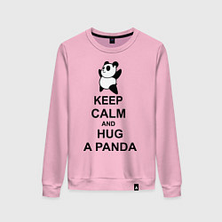 Свитшот хлопковый женский Keep Calm & Hug A Panda, цвет: светло-розовый