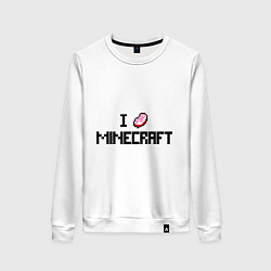 Свитшот хлопковый женский I love minecraft, цвет: белый