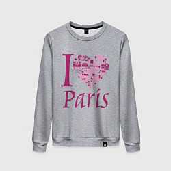 Свитшот хлопковый женский I love Paris, цвет: меланж