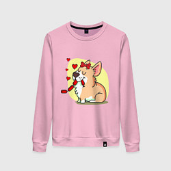 Свитшот хлопковый женский Влюбленная собачка, цвет: светло-розовый