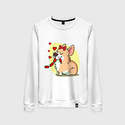 Свитшот хлопковый женский Влюбленная собачка, цвет: белый