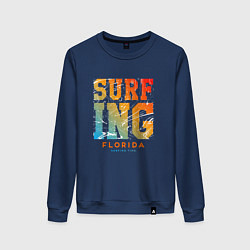 Свитшот хлопковый женский Surfing Florida, цвет: тёмно-синий