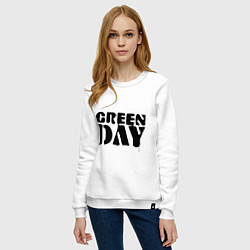 Свитшот хлопковый женский Greeen Day: spray style, цвет: белый — фото 2