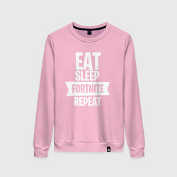 Свитшот хлопковый женский Eat Sleep Fortnite Repeat, цвет: светло-розовый