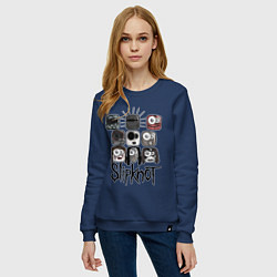 Свитшот хлопковый женский Slipknot Masks, цвет: тёмно-синий — фото 2