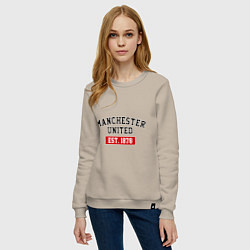 Свитшот хлопковый женский FC Manchester United Est. 1878, цвет: миндальный — фото 2