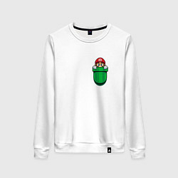 Свитшот хлопковый женский Марио в кармане, цвет: белый
