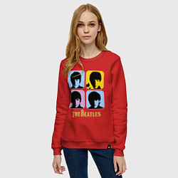 Свитшот хлопковый женский The Beatles: pop-art, цвет: красный — фото 2