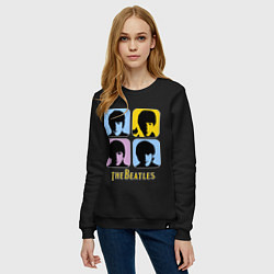 Свитшот хлопковый женский The Beatles: pop-art, цвет: черный — фото 2