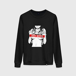 Свитшот хлопковый женский WAIFU MATERIAL, цвет: черный