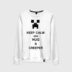 Свитшот хлопковый женский Keep Calm & Hug A Creeper, цвет: белый