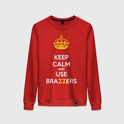 Свитшот хлопковый женский Keep Calm & Use Brazzers, цвет: красный