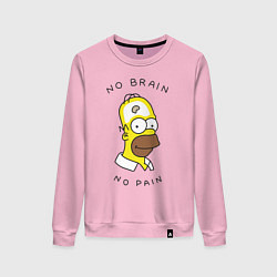 Свитшот хлопковый женский No brain, No pain, цвет: светло-розовый