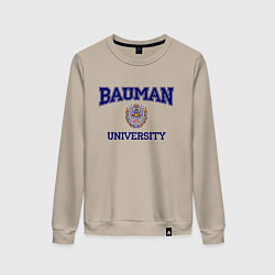 Свитшот хлопковый женский BAUMAN University, цвет: миндальный