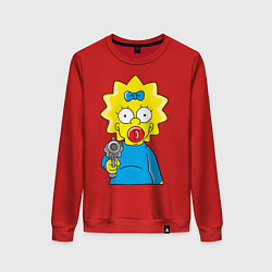 Свитшот хлопковый женский Мэгги с револьвером, цвет: красный