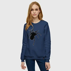 Свитшот хлопковый женский Черный паук, цвет: тёмно-синий — фото 2