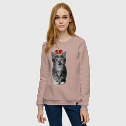 Свитшот хлопковый женский Meow kitten, цвет: пыльно-розовый — фото 2