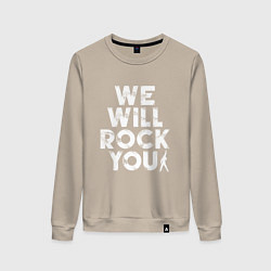 Свитшот хлопковый женский We Wil Rock You, цвет: миндальный