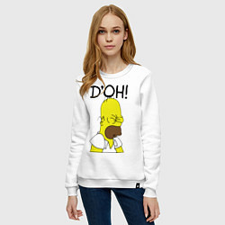 Свитшот хлопковый женский Doh!, цвет: белый — фото 2