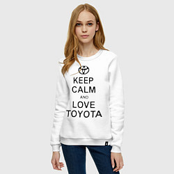 Свитшот хлопковый женский Keep Calm & Love Toyota, цвет: белый — фото 2
