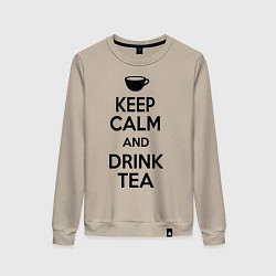 Свитшот хлопковый женский Keep Calm & Drink Tea, цвет: миндальный