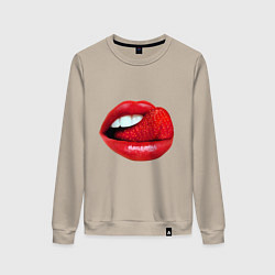 Женский свитшот Губы с клубникой
