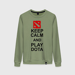 Свитшот хлопковый женский Keep Calm & Play Dota, цвет: авокадо