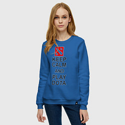 Свитшот хлопковый женский Keep Calm & Play Dota, цвет: синий — фото 2