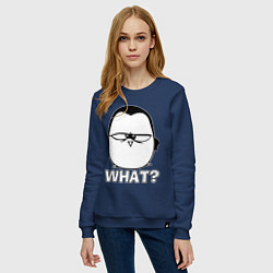 Свитшот хлопковый женский What?, цвет: тёмно-синий — фото 2