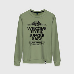 Свитшот хлопковый женский Welcome to the Jungle, цвет: авокадо