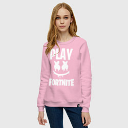 Свитшот хлопковый женский Marshmello: Play Fortnite, цвет: светло-розовый — фото 2